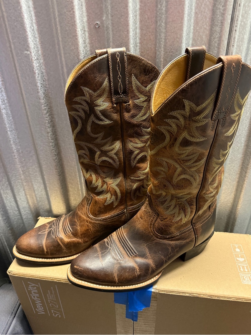 Ariat Heritage R Toe Western Boot Brown Leather Western Cowboy Boots